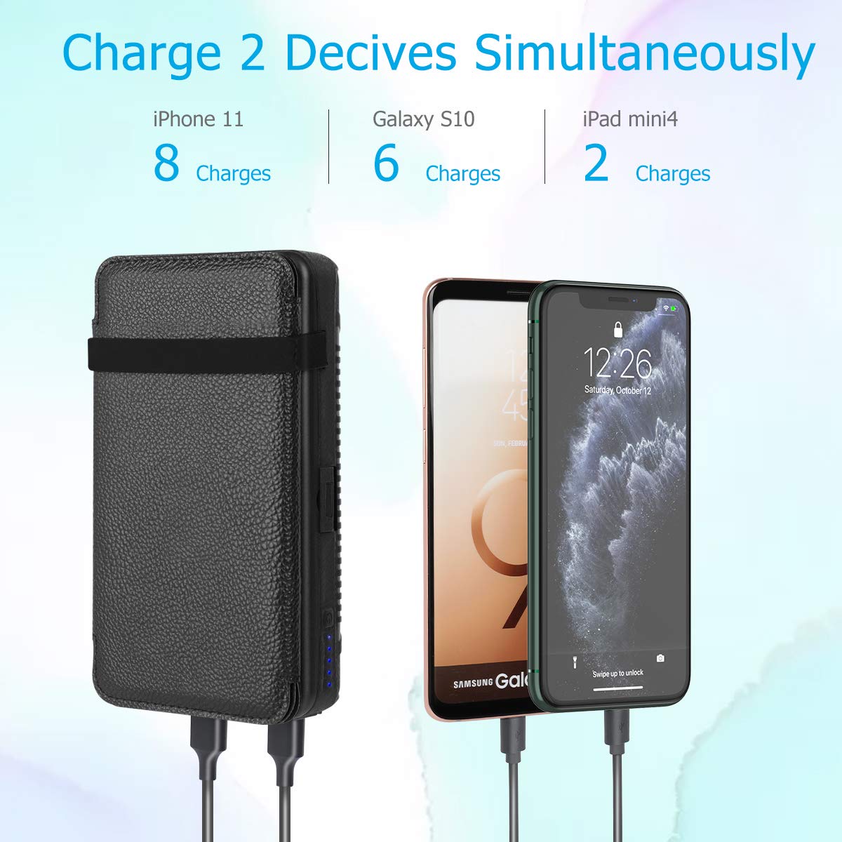 Solar Charger 25000mAh, Riapow Waterproof Power Bank with 4 Solar Panels, Dual USB & Type-C Input for Smart Phones, ipad and Laptop, Outdoor Camping