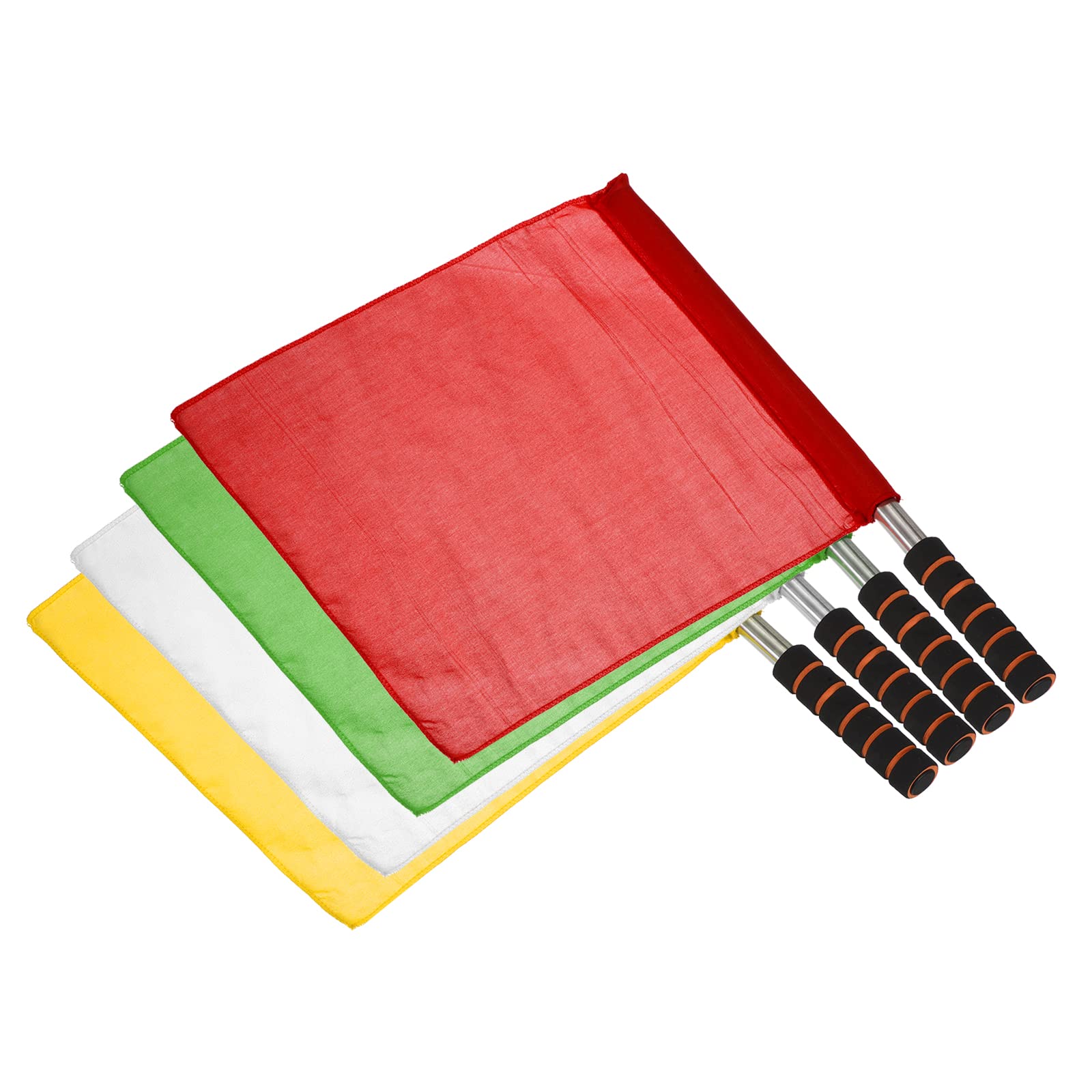 PATIKIL Referee Flags Set, Stainless Steel Pole Sponge Handle for Football Soccer Track and Field Sports Linesman Command Hand Signal, 4 Colors