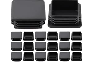 20PCs 2-Inch Steel Pipe Black Square Plastic Plugs for Tubing End Caps