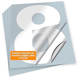 iSYFIX White Vinyl Number 8 (Eight) Stickers - 6