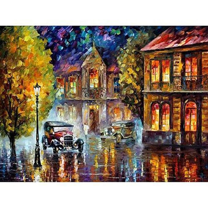 LoveTheFamily Classic car on Abstract Street Paint by Numbers Kits DIY