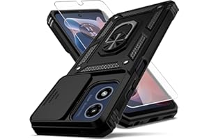 YZOK for Moto G 5G 2024 Case, with Camera Lens Cover HD Screen Protector,[Military Grade] Car Mount Kickstand Shockproof Protective Case for Motorola G 5G 2024, Black