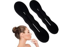 VARMDUKKE 2PCS Hair Bun Maker, 2 Sizes Non-Slip Buns Lazy Curler Clip Tie for Women, Reusable Sponge Hair Bun Shaper Updo Hairstyles Accessories for Weddings, Parties, Daily Use - Black