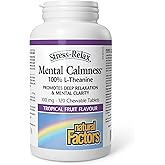 Natural Factors Stress-Relax Mental Calmness, 120 Chewable Tablets, Tropical Fruit Flavour, Suntheanine L-Theanine 100 mg, Pr