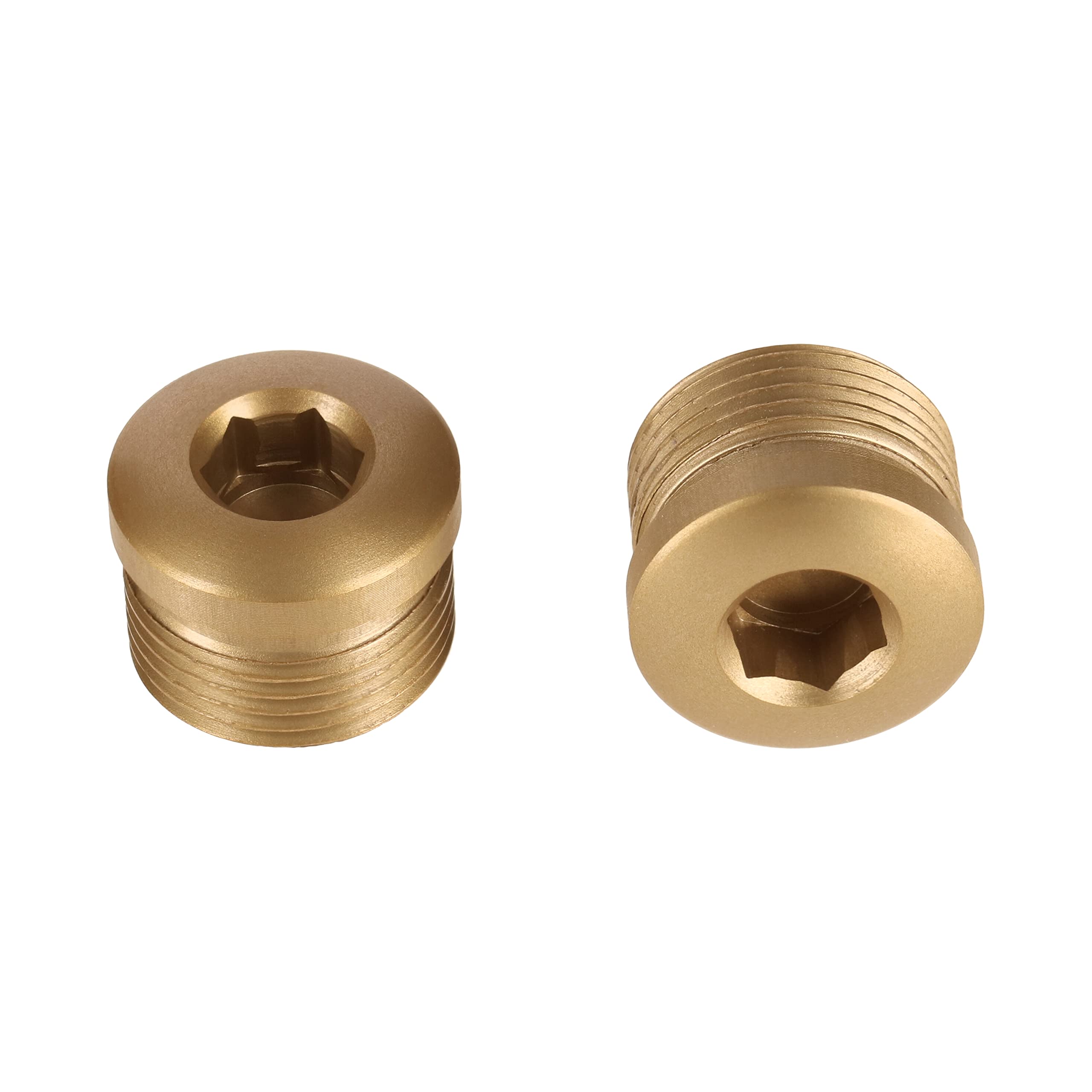 PrecisionGeek® M14×1.00 Flat Pedal End Caps – Ø16mm Gold Anodised Aluminium Dust Caps & Hex Bolts for MTB & Road Bike Pedals – CNC Machined 7075 – Set of 2 — image 1