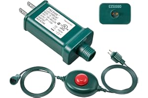 Meonum LED Power Supply with 1/2 inch Plug Foot Switch, UL Listed Transformer Replacement Class 2 Power Supply, 9 Light Modes Low Voltage Transformer US Adapter for Christmas Tree Light (TS-13W29V)