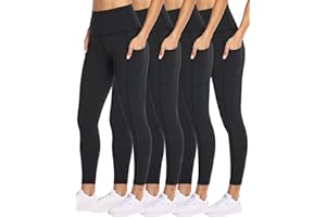 NexiEpoch 4 Pack Leggings for Women with Pockets- High Waisted Tummy Control for Workout Running Capri Yoga Pants