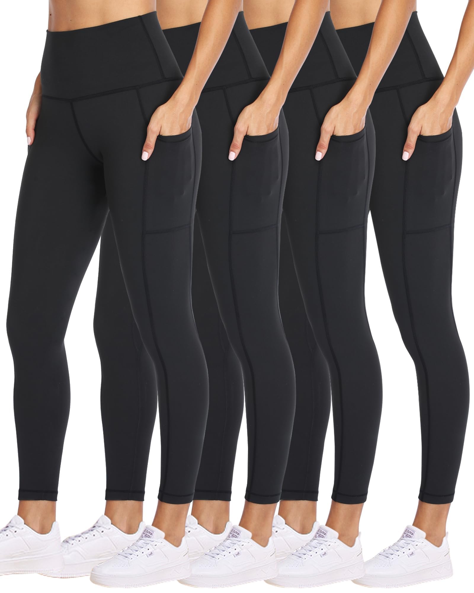 Photo 1 of NexiEpoch 4 Pack Leggings for Women with Pockets- High Waisted Tummy Control for Workout Running Capri Yoga Pants