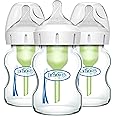 Dr. Brown's Natural Flow Anti-Colic Options+ Wide-Neck Glass Baby Bottles 5 oz/150 mL, with Level 1 Slow Flow Nipple, 3 Pack, 0m+