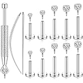 LORACOXS 16G/18G Flat Back Earrings for Women Men - Tragus Helix Conch Rook Ear Cartilage Piercing Jewelry, Hypoallergenic Internal Thread Studs, Ideal for Medusa Monroe Ashley Labret Snake Bite Lip Piercing