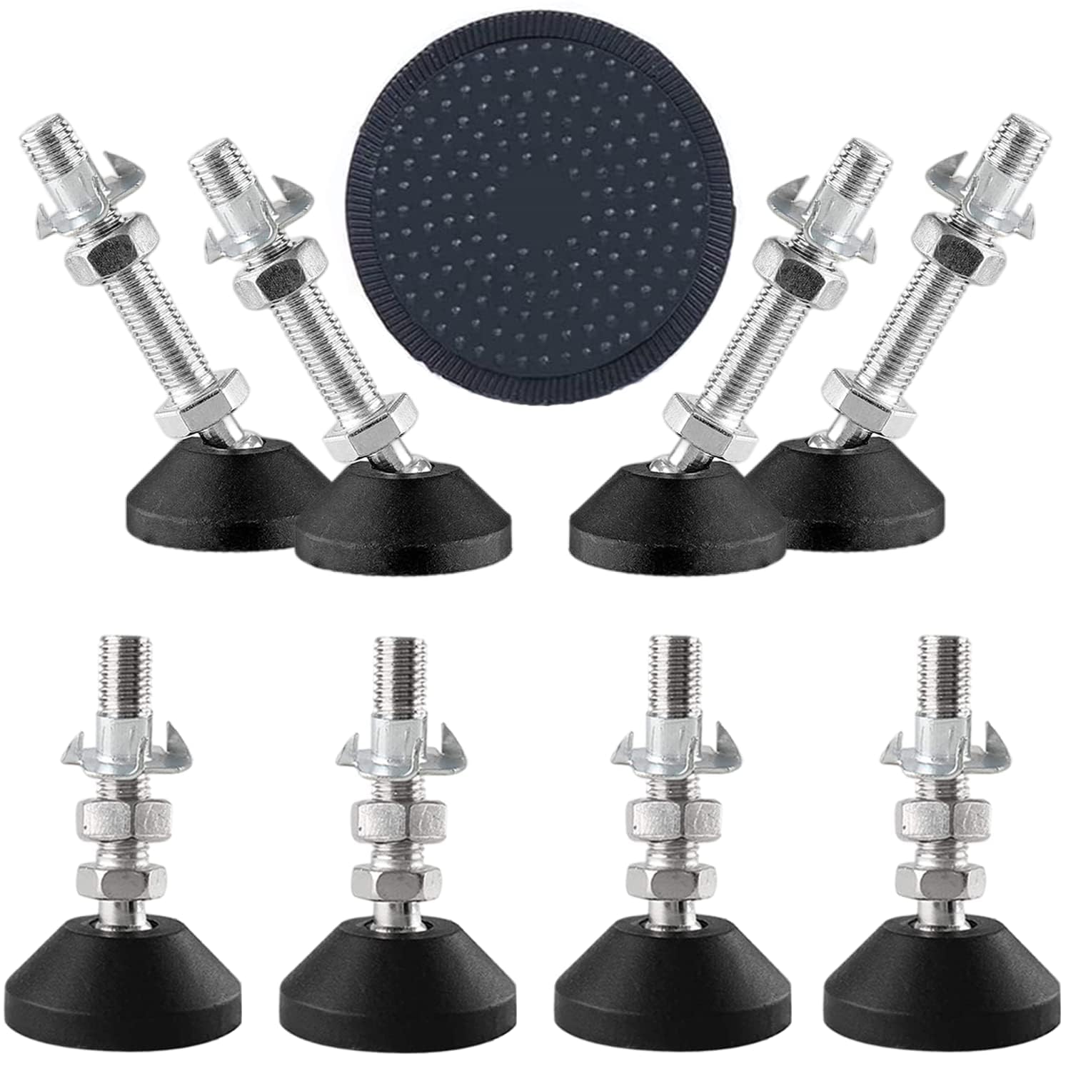 Uni-Fine 8 pieces levelling feet M8 x 50 x diameter 50 mm, can withstand 450 kg, adjustable foot, adjustable furniture feet, height-adjustable feet for furniture โ image 1