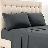 Camtalux Queen Sheet Set - 4 Piece Soft,Breathable Microfiber Bed Sheets,Deep Pocket, Hotel Luxury Cooling & Wrinkle-Free,Oeko-Tex Certified,Machine Washable - Dark Grey