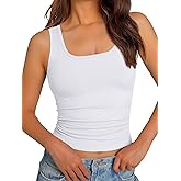 GKBK Women Built-in Bra Tank Tops Sleeveless Crewneck Rib Knit Shirts Slim Fit Basic Tee Tops XS-XXL