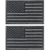 EmWoot 2PCS American Flag Patches Embroidered Morale Patch Hook and Loop | USA America,Tactical Military Patch,Versatile Tactical Attachment,Applique Fastener,3&times;2 inches,Black Flag