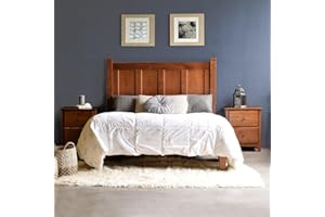 Grain Wood Furniture Shaker Solid Wood Panel Platform Bed, King Size, Walnut