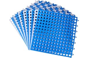 SENENQU 12Pack 12" x 12" Interlocking Rubber Floor Tiles Non-Slip Pool Mat Splicing Shower Mat Outdoor Cushion Mat for Bathroom, Deck, Drain, Pool, Patio, Balcony, Kennel, White & Blue