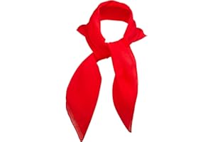 Skeleteen Chiffon Head Neck Scarf - Red Classic Retro Sheer Square Head Scarves Handkerchiefs Handbag Ties for Women and Girl