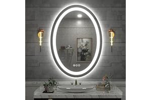 SMIROR Oval LED Bathroom Mirror 24x36, Lighted Vanity Mirror for Wall, Anti-Fog, Shatter-Proof, Dimmable, Memory, 3 Colors (Front Lights + Backlit)