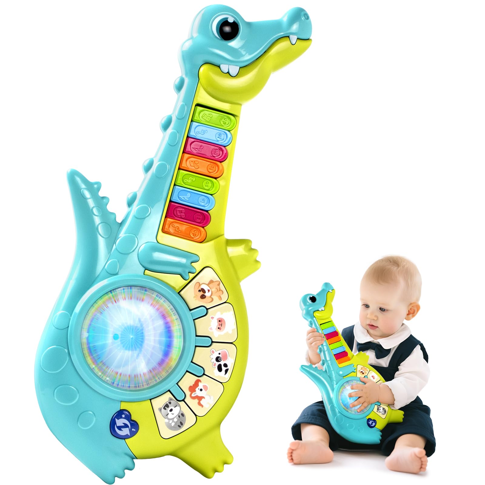 Marstone Toddler Toys for 1 2 Year Old Boy Gift: Baby Musical Toys 12-18 Months, Educational Learning Piano Guitar for Baby 1-3 with Animals and Sounds, 1st First Birthday Gifts for Kids, Girls