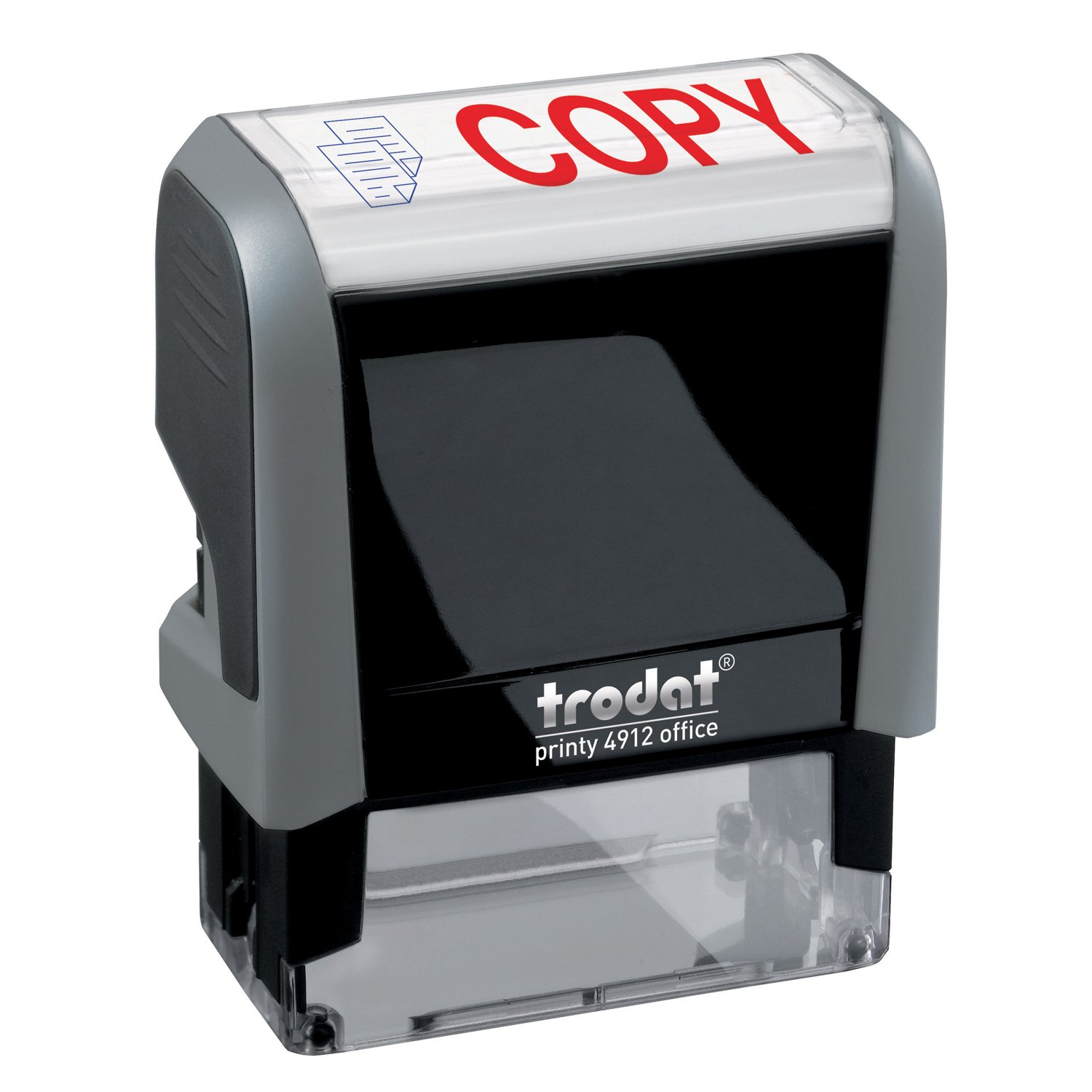 Trodat 286912 Office Printy Stamp Self-inking Copy 18x46mm Reinkable Red and Blue Ref 43241