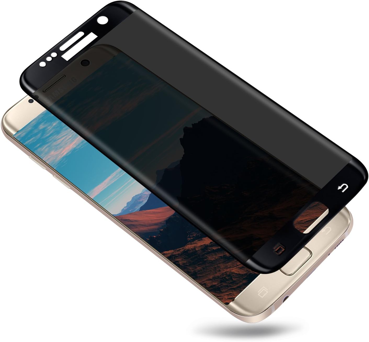 First protection Galaxy S6 Edge Screen Protector, S6 Edge Privacy Tempered Glass Anti-Spy [3D Curved][Case Friendly] Screen Protector Shield for Samsung Galaxy S6 Edge (Black)