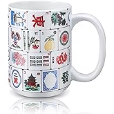 Ferrochef Valentine's Day Mahjong Gifts Mug - 15 oz Funny Mahjong Lover Mug Ceramic Coffee Cup for Mom Women Sister Friends Mah Jong Enthusiasts Holiday Valentines Birthday Home Decor Gift(Chic)