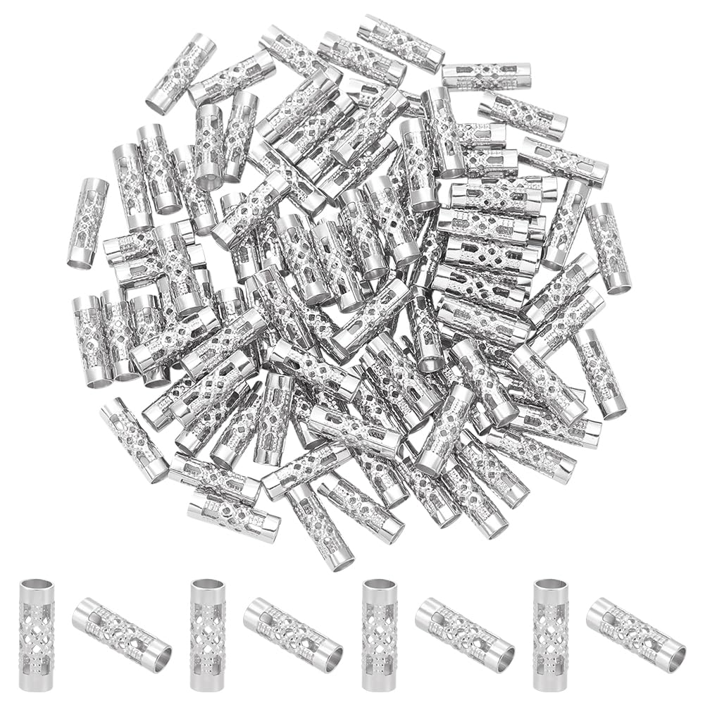 UNICRAFTALE 100pcs Stainless Steel Tube Beads 4mm in Diameter Long Hollow Tube Slide for European Charm Column Loose Beads Spacer Hollow Spacer Bead for DIY Craft Jewelry Making