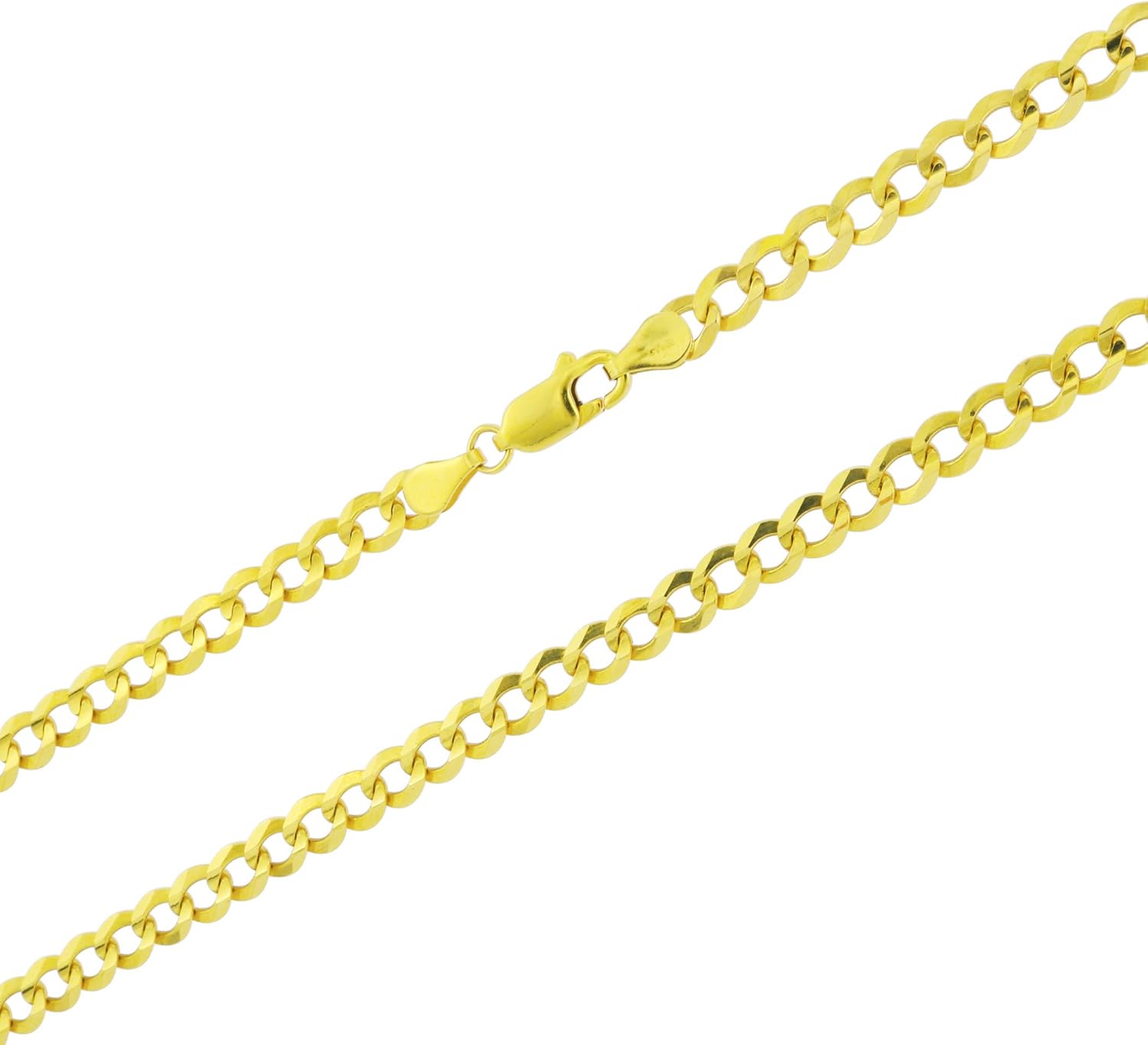 Nuragold 14k Yellow Gold 5mm Solid Cuban Curb Link Chain Bracelet or Anklet, Mens Womens Lobster Lock 8" 8.5" 9": Jewelry