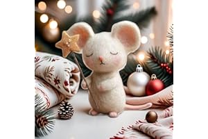Diameleo Handcrafted Felt Christmas Mice,Cute Needle Felted Mouse,Starry Night Felt Mice with Star,Cute Animal Figurine,Adorable Collectible Gifts for Christmas Decor (#1)