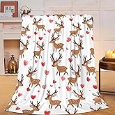 Deer Throw Blanket - Soft Plush Fleece Cabin Animal Bedding Blankets- Cozy Deer Stuff Gifts for Women Girls Kids Adults 40"X50"