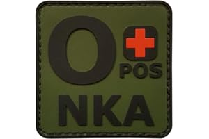LEGEEON Olive Drab OPOS O+ NKA OD Blood Type No Known Allergies Morale PVC Rubber Fastener Patch