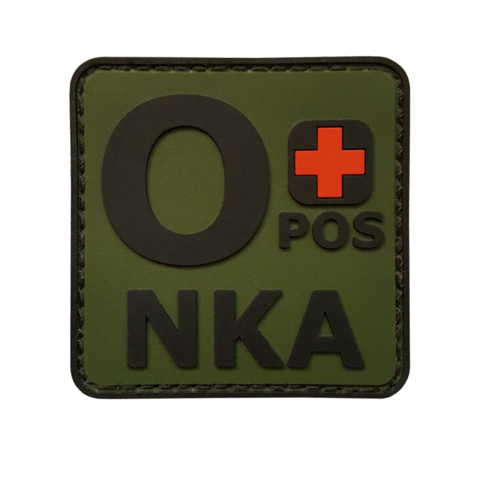 Olive Drab OPOS O+ NKA OD Blood Type No Known Allergies Morale PVC Rubber Fastener Patch