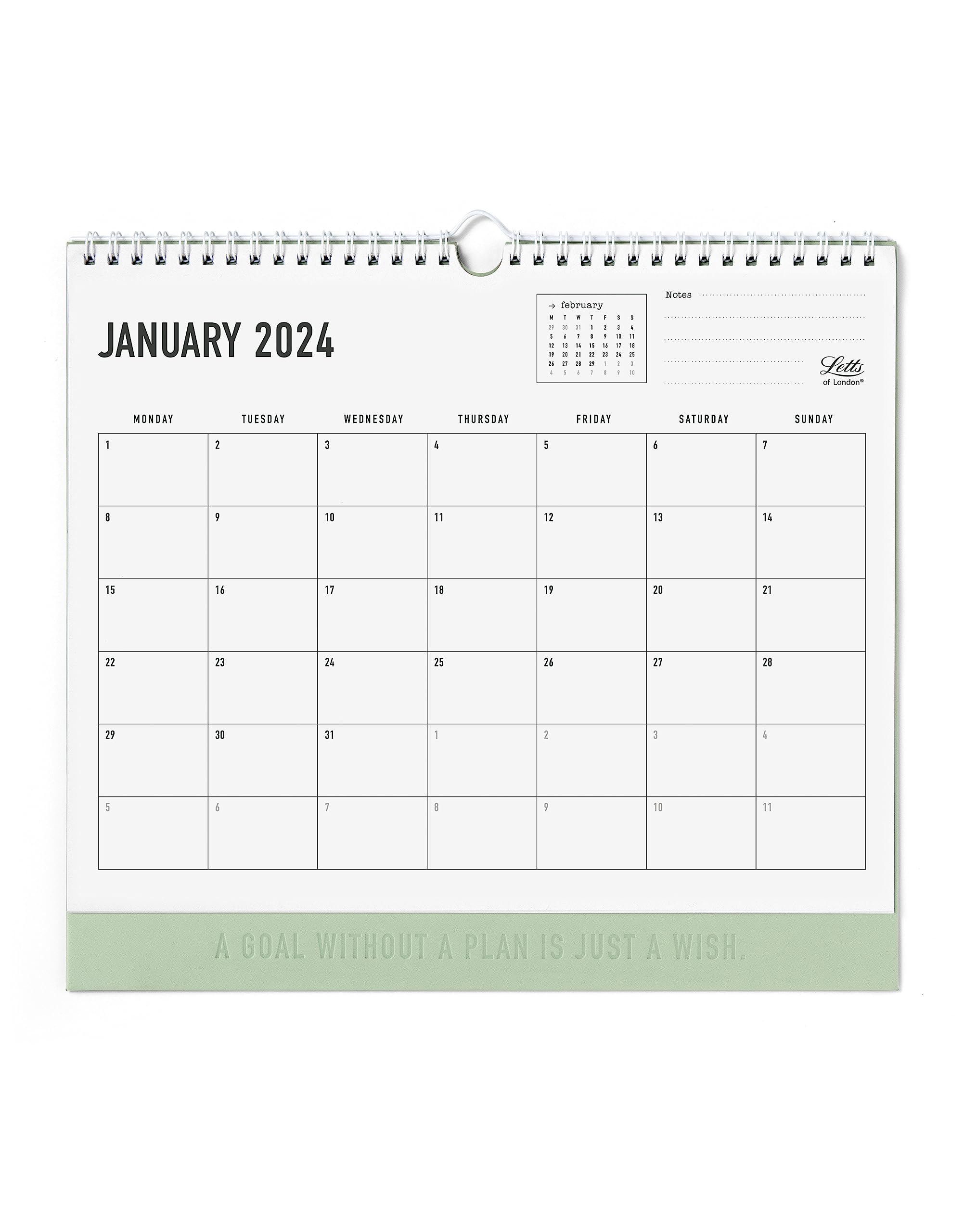 Letts Conscious 2024 Wall Calendar - sage