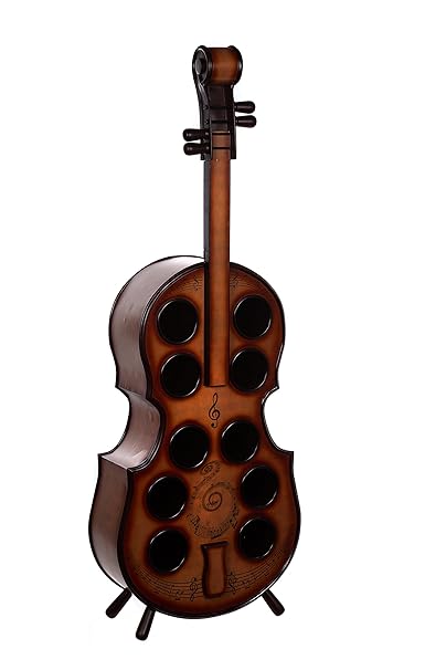 Regal Violinenoptik JJ0004 Weinregal mit Ablagefach 135 cm hoch Schatzkiste, Piratenkiste, Kleinmöbel, Mit Metallbeschlägen, 