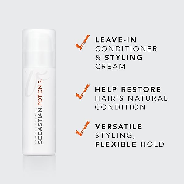 SEBASTIAN PROFESSIONAL POTION 9 WEARABLE HAIR STYLING TREATMENT | LEAVE-IN CONDITIONER WITH FLEXIBLE HOLD | TRIAL SIZE, 1.7 FL OZ