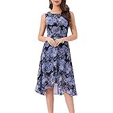 Allegra K Women's Summer Dresses 2025 Wrap Ruffle High Low Hem Round Neck Keyhole Back Sleeveless Floral Dress