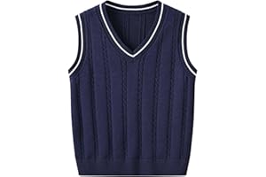 Boys and Toddler's V-Neck Cable Knit Sweater Vest Kids Girls Sleeveless Pullover School Uniform Sweater Vest Fall Clothes