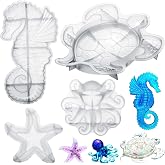 Qinyoung 4 Pcs Ocean Theme Resin Molds 3D Silicone Epoxy Resin | Seahorse Shells Starfish Octopus Molds Epoxy Casting for Art Crafts, Wall Decor, Beach Themed Projects, Summer Holiday Gifts
