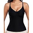 GXOULRRA V-Neck Seamless Camisoles Tank Tops with Built in Bra for Women Summer Workout Going Out Tankini Camis