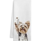 WOTYPU Funny Yorkshire Terrier Gifts Bathroom Hand Towels, Yorkie Gifts, Dog Lovers Gifts Decorative Hand Towels for Kids Guest Bathroom Washroom Half Bath, 16x24 Inch