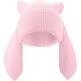 Bunny Beanie Hats for Women Cute Rabbit Beanie Crochet Hats Winter Cap Warm Skull Cap Outdoor Ski Slouchy