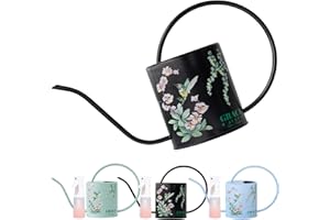 GRACE AND AUGUST Watering Can for Indoor House Plants - Cute Decorative Metal Gardening Small Water Can for Houseplants & Flowers with Long Spout - 1.5L 51floz 0.4 Gallon (Hummingbird Black)