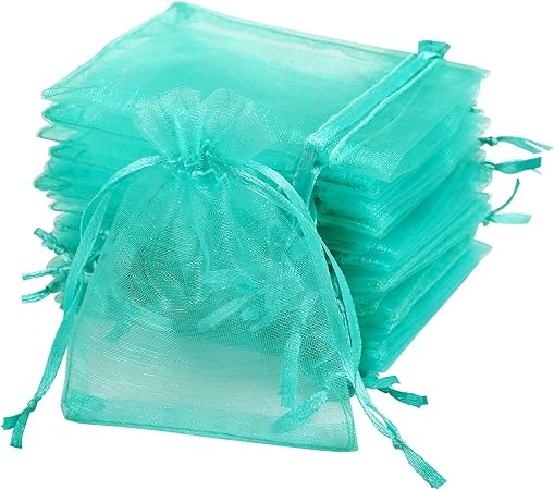 Amazon Naler オーガンジー巾着袋 ジュエリー 収納 ギフト包装 無地 半透明 水色 7 9cm約1枚入れ ラッピング材 文房具 オフィス用品