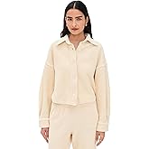 Les Tien Women's Alison Oversized Crop Button Up, Ivory, M