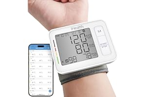 iHealth Push Wrist Blood Pressure Monitor, Digital Bluetooth Blood Pressure Machine with Large Display and Portable Carrying Case for at Home and Travel Use