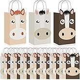 Chinco 24 Pieces Horse Party Favors Treat Bags Brown Western Cowgirl and Farm Supplies Horse Themed Goodie Candy Bags for Party Decoration