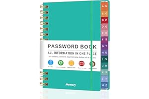 TREES Spiral Password Book with Alphabetical Tabs - 5.8" X 8.2" Small Password Keeper Book with Inner Pocket for Seniors , Large Print, Hardcover, 450 Logins – Internet Password Organizer Notebook for Home & Office Use