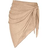 ZAFUL Metallic Shiny Short Sarong Coverups for Women Semi Sheer Bathing Suit Wrap Swimsuit Skirt Beach Bikini Cover Up