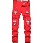 MICKASON Men's Slim-fit Stretch Denim Jeans Featuring a Ripped Stretch Regular Pants