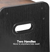 HOOBRO Kids Step Stool Two-Tier Wooden Stool Non-Slip Pads Rustic Brown Black view 6